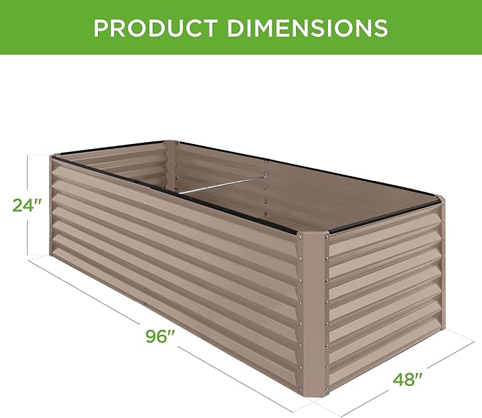Best Choice Products 8x4x2ft Outdoor Metal Raised Garden Bed, Deep Root Planter Box for Vegetables, Herbs & Flowers, 478-Gallon Capacity, 100% Non Toxic Materials - Taupe
