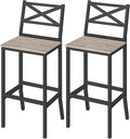 Bar Stools, Set of 2 Bar Chairs with Backrest and Footrest, 26" Tall Counter Bar Stools, Kitchen Breakfast Bar Chairs, Easy Assembly, for Dining Room, Greige BAHG0901N3