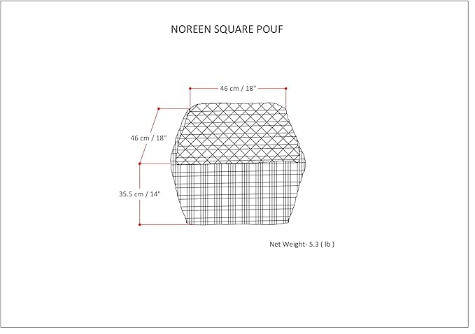 SIMPLIHOME Noreen Square Pouf - 18 inch Wide Upholstered Handwoven Cotton Ottoman in Slate Grey and White, Boho Footstool or Extra Seating for Living Room with Polystyrene Filling, Assembled