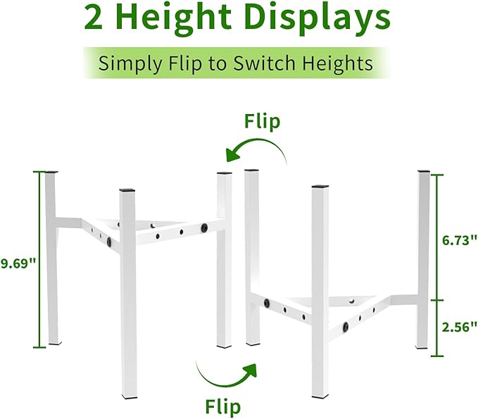Aripark Plant Stand Indoor Adjustable, Metal Modern Plant Stands, Heavy Duty Stable Plant Pot Small Flower Holder Indoor Outdoor Corner, Fit 8 9 10 11 12 inch Pots, White (Pot & Plant Not Included)
