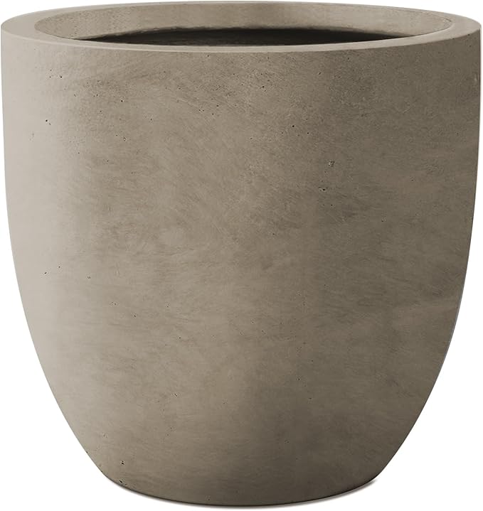 Kante 16.5" Dia Round Concrete Planter, Large Outdoor Modern Indoor Decorative Plant Pots with Drainage Hole and Rubber Plug for Home and Garden, Weathered Concrete