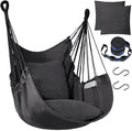 Halalona Hammock Chair Hanging Hammock Chair Rope Swing 2 Cushions Included-Sturdy & Durable Soft Cotton Hand Woven Hammock Swing for Bedroom, Porch, Patio-Indoor/Outdoor