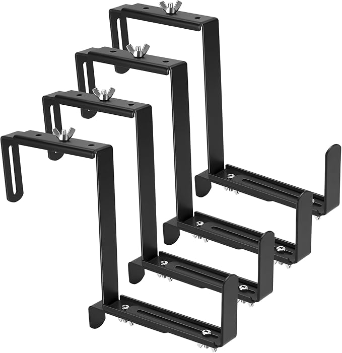 Planter Box Brackets, Adjustable Flower Brackets for Deck Railing, No Drill Window Bracket for Outdoor Planters-4 Pack
