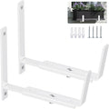 Y&M 2 Pack Adjustable Planter Brackets (6 to 12.5 in), Universal Window Box Mounting Hooks, Heavy Duty Iron Flower Box Wall Mounts for Balcony, Fences, Patio, and Garden - White