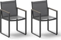 Outdoor Dining Chairs Set of 2, Aluminum Patio Dining Chiars with Textilene Mesh, 2 Piece Outdoor Chiars for Garden, Backyard, Deck (Gray)