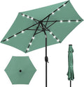 Best Choice Products 7.5ft Outdoor Solar Market Table Patio Umbrella for Deck, Pool w/Tilt, Crank, LED Lights - Seaglass