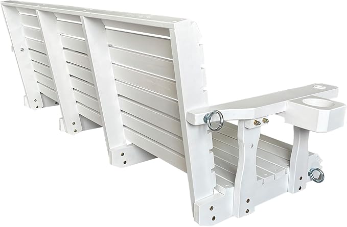 Wooden Porch Swing 3-Seater, High Backrest and Deep Seat, Bench Swing with Cupholders, Hanging Chains and 7mm Springs, Heavy Duty 880 LBS, for Outdoor Patio Garden (Pure White, 5 FT Extra Large)