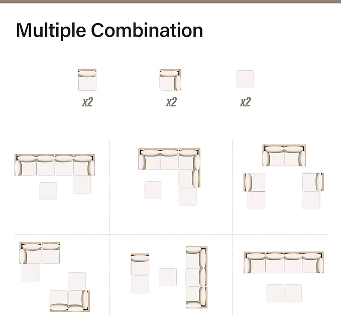 LAUSAINT HOME Outdoor Patio Furniture, 6 Piece Outdoor Sectional Sofa PE Rattan Wicker Patio Conversation Sets, All Weather Patio Furniture Set with Thick Cushions for Garden, Backyard(Beige)