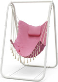 G TALECO GEAR Hammock Chair with Stand,Heavy-Duty and Rustproof Hanging Chair with Stand,Hammock Swing Chair Stand,for Indoor Outdoor Patio Yard Garden Porch (Pink)