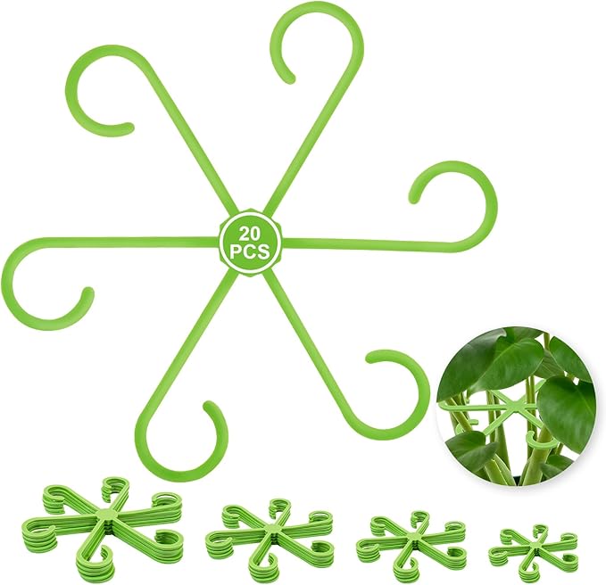 20pcs Plant Stem Support, Unique Design Stem Supports for Indoor Plants, Monstera Plant Support for Thriving Growth, Four Different Size Combinations Indoor Plants Accessories (Green)