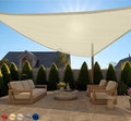 GORILLA GRIP Heavy Duty Sun Shade, UV Protection Fade Tear and Rust Resistant Triangle Sunshade Canopy, Curved Edges Blocks Sunlight, Breathable Sail, Outdoor Patio, Lawn Garden Butter Cream