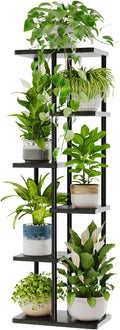 Bamworld Tall Plant Stand Indoor, 6 Tier Metal Plant Shelf for Multiple Plants, Tiered Flower Pot Stands for Patio Garden Balcony Living Room Bedroom, Black