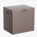 DRATO 35 Gallon Deck Boxes Resin Outdoor Storage Box UV Resistant Outside Deck Box with Lockable Lid for Patio Furniture（Grey，35 Gallon）