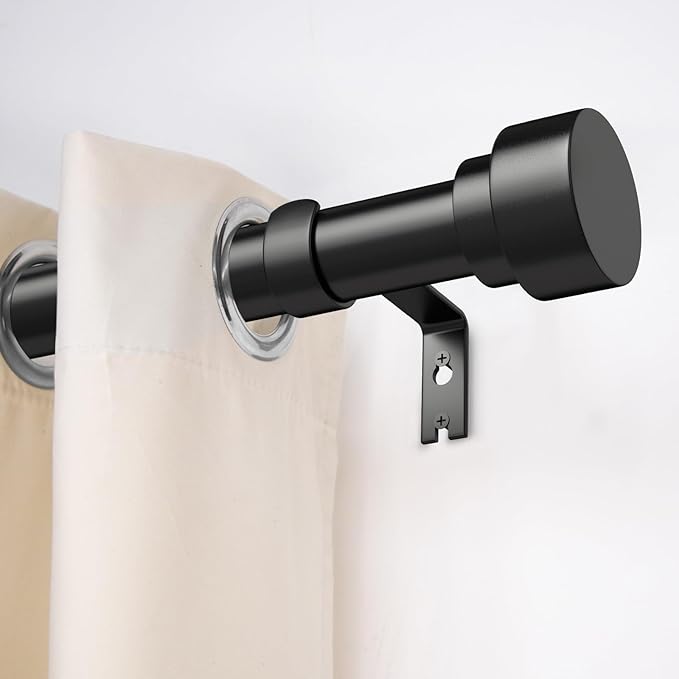 Time Forest Curtain Rods for Windows 32 to 170, 1 Inch Adjustable Black Heavy Duty Long Window Outdoor Curtain Rod for Patio, Modern Drapery Rods with Simple End Caps, Size 32"-170"