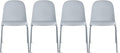 2xhome Modern Stackable Armless Dining Chair | Plastic Shell Seat with Metal Legs | Indoor or Outdoor Use | Home Kitchen Patio (4, Grey, No Padding)