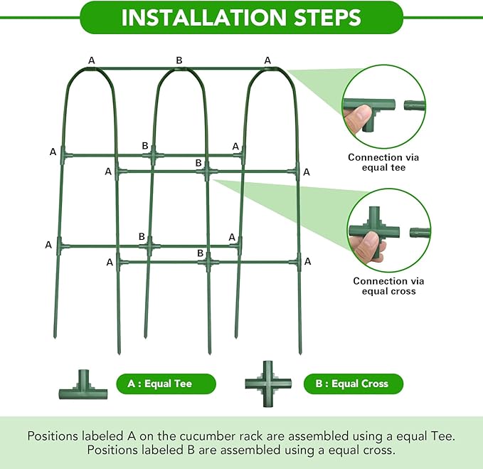 Cucumber Trellis for Raised Bed, U-Shape Garden Trellis for Climbing Plants Outdoor, Metal Arch Vegetables Trellis, Plant Support for Grape Vine Beans Squash Peas Flower