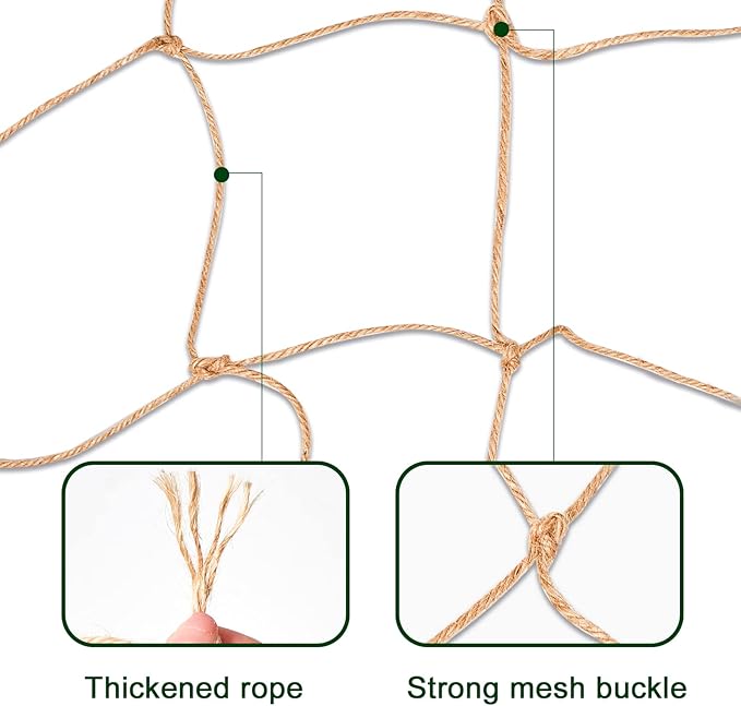 Jute Trellis Netting - Jute Netting for Garden, Heavy Duty Plant Support Netting for Climbing Plants, Cucumber, Vine, Fruits & Vegetables, Climbing Vining Plants (6.6 Ft x 32.8 Ft, 3.9 Inch Squares)