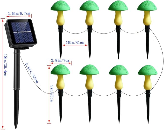 Solar Mushroom Lights Garden Decor 8 Green Crack Mushrooms Outdoor Decor Stake Lights Waterproof Solar Pathway Light Gardening Gifts for St Patrick's Day Easter Gnomes Yard Halloween Xmas Decorations