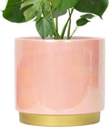 Gepege Pink Indoor Plant Pots for Plants, Large Ceramic Planter with Drainage Hole, 9.6-inch Succulent Orchid Flower Pot - Rainbow Pearl Glaze