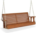 VINGLI Upgraded Patio Wooden Porch Swing for Courtyard & Garden, Heavy Duty 880 LBS Swing Chair Bench with Hanging Chains for Outdoors (Brown, 4 FT)