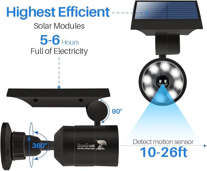 Solar Motion Lights Outdoor 1400-Lumen LED Spotlight 9-Watt(130W Equ.) Solar Flood Security Lights for Garden Driveway Patio Yard Path Porch Deck, 100-Week 100% Free Replacement