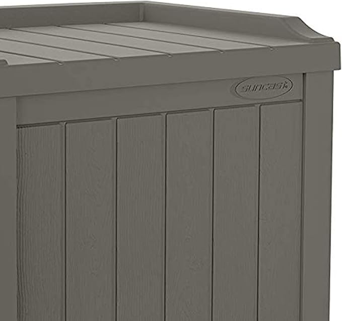 Suncast 22 Gallon Indoor or Outdoor Backyard Patio Small Storage Deck Box with Attractive Bench Seat and Reinforced Lid, Stone (4 Pack)
