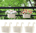 Meltset 3 Pack Metal Iron Hanging Flower Pot, Oval Railing Fence Garden Balcony Planter Pots, Metal Bucket Flower Holders for Wall Indoor Outdoor Home Décor, Beige