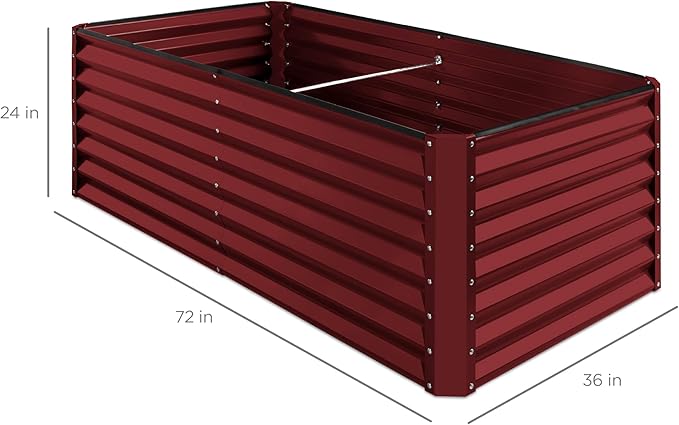 Best Choice Products 6x3x2ft Outdoor Metal Raised Garden Bed, Deep Root Box Planter for Vegetables, Flowers, Herbs, 269 Gallon Capacity, 100% Non Toxic Materials - Royal Red