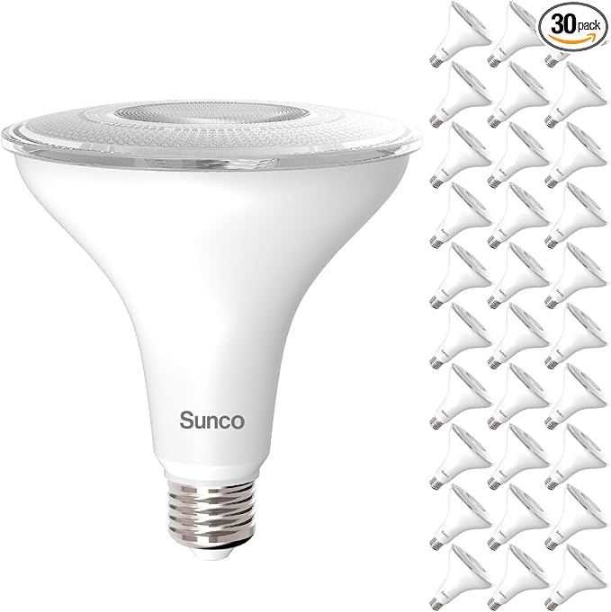 Sunco 30 Pack Outdoor LED Flood Home Patio Driveway Light, Waterproof PAR38 LED Bulb, CRI90, 2700K Soft White,1050 Lumens, 100W Equivalent 13W, Dimmable, Wet-Rated, E26 Base UL