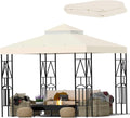 10x10 Canopy Replacement Top Double Tiered Gazebo Cover for Yard, Patio & Garden Durable Sunshade Replacement (Beige)