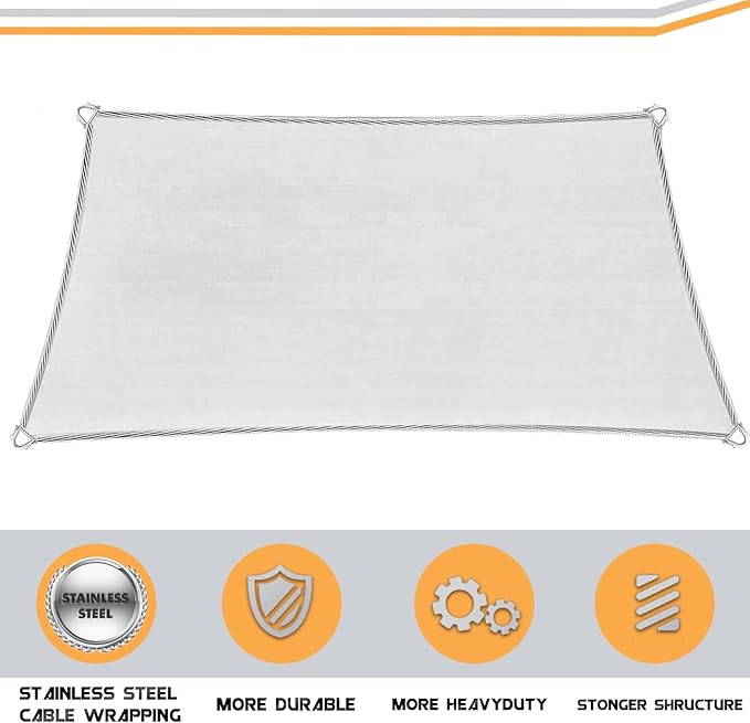 Upgraded with High-Strength Steel Cable Edges 20' x 26' Sun Shade Sail Turquoise Rectangle, Heavy Duty UV Blockage Outdoor Cover with Steel Wire Edges for Patio Garden