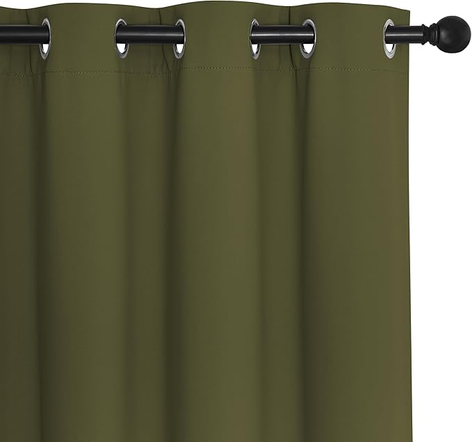 NICETOWN Blackout Doorway Curtain Drape 78 inch Long - Grommet Noise Reducing Thermal Insulated Solid Modern Window Treatments for Bedroom Closet (1 Panel, 52 x 78 Inch, Olive Green)