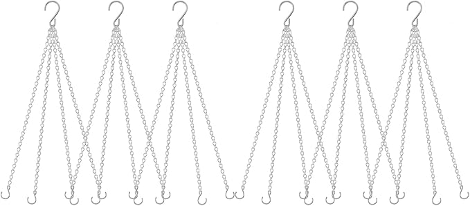 garini 6 Pack, 23 Inch Silver Hanging Baskets Chain, Hanging Chains with Hooks Flower Pot Chain Replacement Plant Hangers for Planters, Bird Feeders and Lanterns