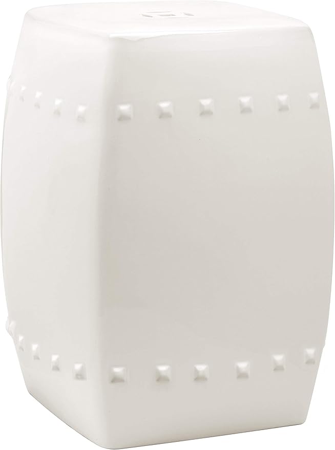 Safavieh Villa Glazed Ceramic Decorative Garden Stool, Cream