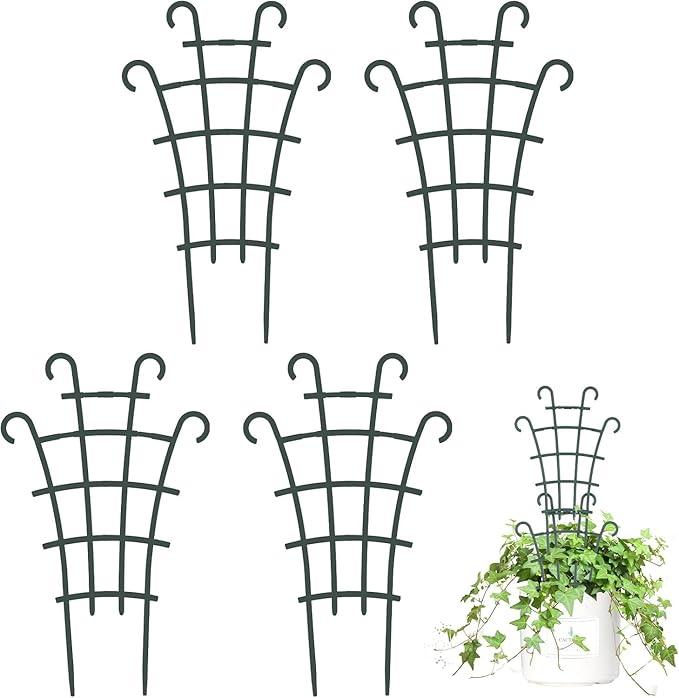 4 Pcs Small Trellis for Potted Plants Plant Trellis Indoor Trellis for Potted Plants Stackable Plastic Plant Support Houseplant for Climbing Indoor Monstera Pothos Ivy Plants Decor