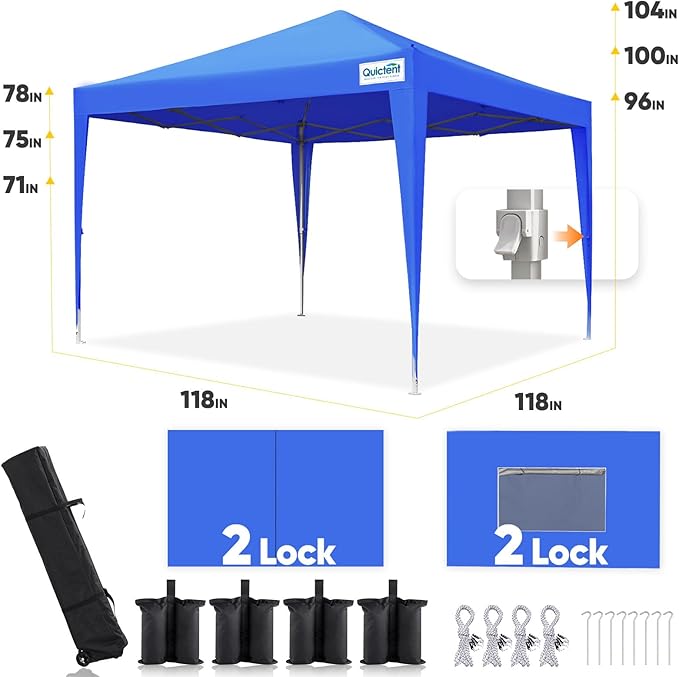 Quictent Privacy 10x10 Pop up Canopy Tent with Sidewalls and Roll-up Ventilated Windows, One Person Easy Setup, Outdoor Commercial Gazebo Shelter Enclosed Waterproof, Bonus 4 Sandbags