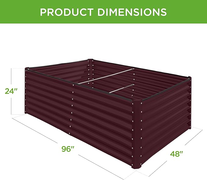 Best Choice Products 8x4x2ft Outdoor Metal Raised Garden Bed, Deep Root Planter Box for Vegetables, Herbs & Flowers, 478-Gallon Capacity, 100% Non Toxic Materials - Burgundy