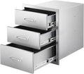 VEVOR Outdoor Kitchen Drawers 18.11" W x 23.23" D x 23.23" H, Triple-Access Stainless Steel BBQ Drawers with Handles, BBQ Island Drawer for Outdoor Kitchens or Barbeque Island Patio Grill Station