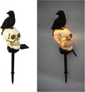 Outdoor Solar Lights, Crow Solar Lights Outdoor Waterproof Halloween Skull Light with Stakes Solar White Crow Light Garden Decor for Yard, Lawn