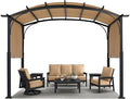 MASTERCANOPY 10x10ft Outdoor Retractable Pergola with Sun Shade Canopy Patio Metal Garden Pergola,Beige