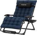UDPATIO Oversized Zero Gravity Chair, 33In XXL Patio Reclining Chair with Cushion, Outdoor Folding Recliner with Pillows|Cup Holder|Foot Rest|Padded Headrest, Navy Blue, Support 500LB