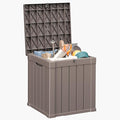 ROJIK Outdoor Storage Housing Deck Box - Waterproof Patio Furniture, Garden Tools, Cushions, Pool Accessories Storage Bench with Lockable Lid and Side Handles (Grey, 50 Gal)