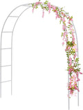 RUBFAC 94" Metal Wedding Arch Frame, White Garden Trellis for Climbing Plants Outdoor, Garden Arbors and Arches Party Archway for Flower Rose Vines Birthday Bridal Christmas Decoration
