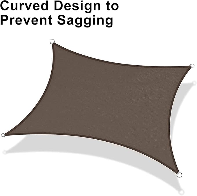 LOVE STORY Custom Size 8'x18' Brown Sun Shade Sail Rectangle UV Block Canopy Patio Sail Sunshades Fabric for Outdoor Garden Carport (We Make Custom Size)