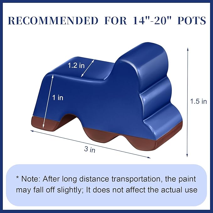 Kigeli 6 Pcs Resin Garden Pot Feet for Outdoor Planters 3 Inch Long 1.5 Inch Tall Flower Handmade Elevator Plant Feet Frost Proof Lifter for 14-20 in Pot(Royal Blue)