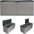 Suncast 120 Gallon Deck Box - Resin Outdoor Storage Box for Patio Cushions, Pool Accessories, & Garden Tools, Lockable Outdoor Storage Bin with Split Lid, Extra Large Dove Gray Outside Container