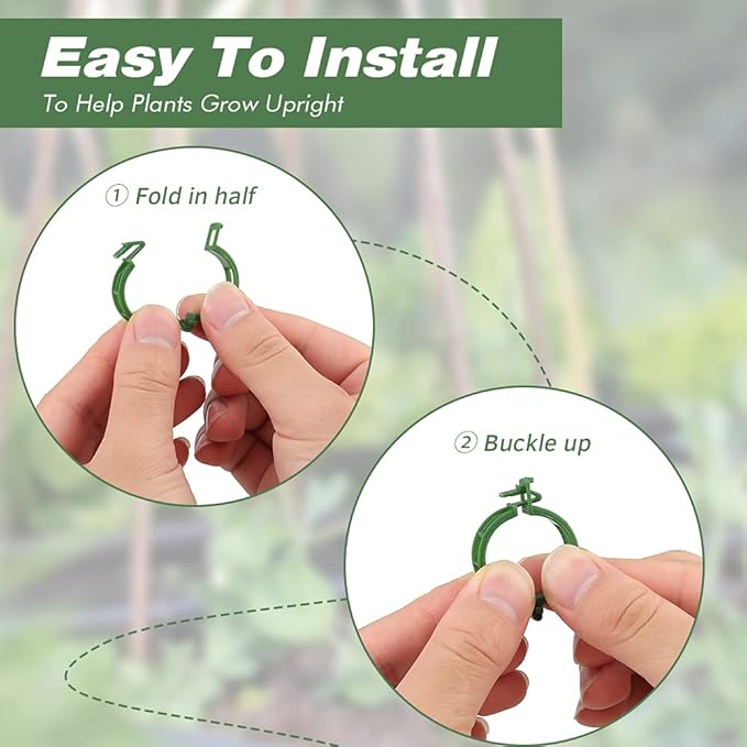 KINGLAKE Plant Support Garden Clips, 200 Pcs Tomato Vine Trellis Clips for Vegetables to Grow Upright and Make Plants Healthier - Green