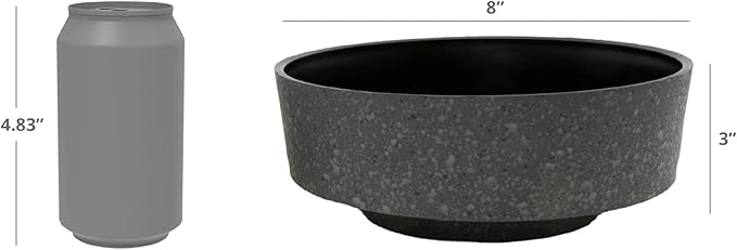 The HC Companies 8 Inch Round Plastic Succulent Capri Bowl 8"x8"x3" in Faux Concrete Color