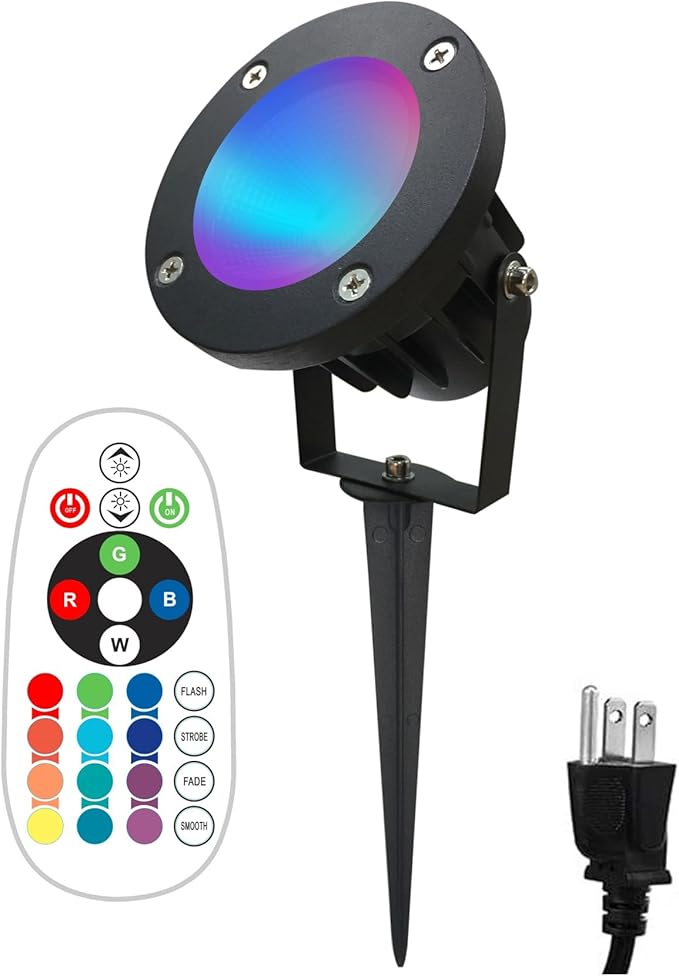 TOVEENEN 25W Color LED Outdoor Landscape Spotlight - Waterproof RGB Spot Lights for Yard Tree House Halloween Christmas, Dual Mode, 120V 25W