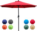 Sunnyglade 9Ft Patio Umbrella Outdoor Table Umbrella with 8 Sturdy Ribs (Red)